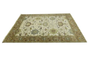 Cream Traditional Floral 9X12 Oushak Chobi Oriental Rug