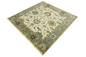 Cream Floral Osh Chobi 8X8 Peshawar Oriental Square Rug