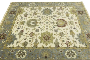 Cream Floral Osh Chobi 8X8 Peshawar Oriental Square Rug