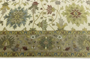 Cream Floral Traditional 10X14 Oushak Chobi Oriental Rug