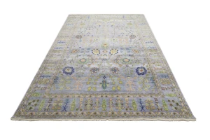 Silver Floral Traditional 10X14 Osh Chobi Oriental Rug