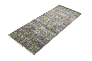 Silver Floral 2'5X6 Oushak Chobi Oriental Runner Rug