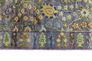 Silver Floral 2'5X6 Oushak Chobi Oriental Runner Rug