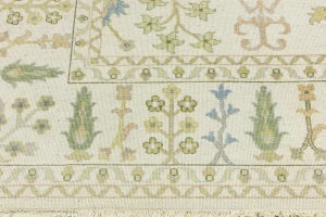 Ivory Floral Traditional 9X12 Oushak Chobi Oriental Rug
