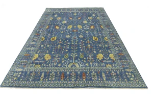Blue Floral Traditional 10X14 Oushak Chobi Oriental Rug