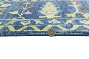 Blue Floral Traditional 10X14 Oushak Chobi Oriental Rug