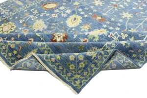 Blue Floral Traditional 10X14 Oushak Chobi Oriental Rug