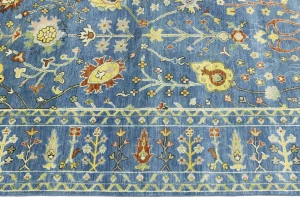 Blue Floral Traditional 8X10 Oushak Chobi Oriental Rug