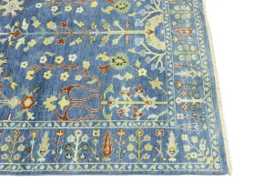 Blue Floral Traditional 5X8 Oushak Chobi Oriental Rug