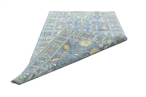 Blue Floral Traditional 5X8 Oushak Chobi Oriental Rug