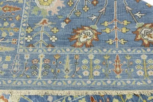 Blue Floral Traditional 5X8 Oushak Chobi Oriental Rug
