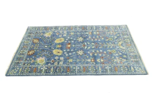 Blue Floral Traditional 5X8 Oushak Chobi Oriental Rug