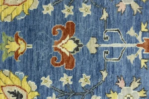 Blue Floral Traditional 5X8 Oushak Chobi Oriental Rug