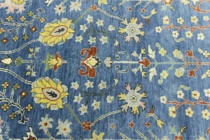 Blue Floral Traditional 5X8 Oushak Chobi Oriental Rug