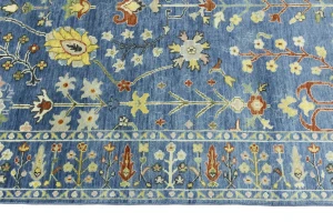 Blue Floral Traditional 5X8 Oushak Chobi Oriental Rug