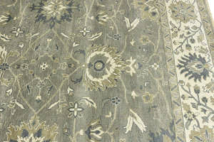 Olive Green Floral Traditional 10X14 Oushak Chobi Oriental Rug