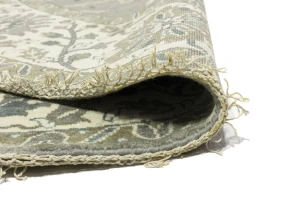 Taupe Floral 10X10 Osh Chobi Peshawar Oriental Round Rug