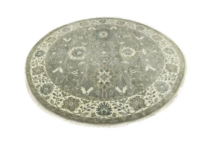 Taupe Floral 10X10 Osh Chobi Peshawar Oriental Round Rug