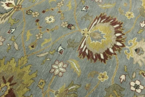 Blue-gray Floral Osh Chobi 8X8 Oriental Square Rug