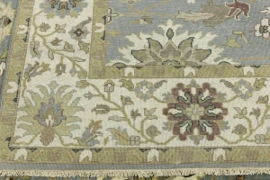 Blue-gray Floral Osh Chobi 8X8 Oriental Square Rug