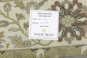 Blue-gray Floral Osh Chobi 8X8 Oriental Square Rug