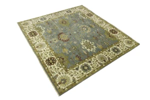 Blue-gray Floral Osh Chobi 8X8 Oriental Square Rug