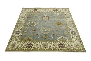 Blue-gray Floral Osh Chobi 8X8 Oriental Square Rug