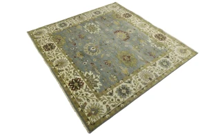 Blue-gray Floral Osh Chobi 8X8 Oriental Square Rug