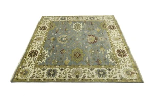Blue-gray Floral Osh Chobi 8X8 Oriental Square Rug