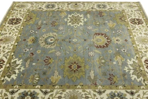Blue-gray Floral Osh Chobi 8X8 Oriental Square Rug