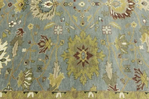 Blue-gray Floral Osh Chobi 8X8 Oriental Square Rug