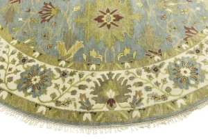 Light Blue Floral Osh Chobi 10X10 Oriental Round Rug