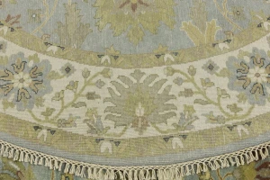 Blue-gray Floral Osh Chobi 8X8 Oriental Round Rug