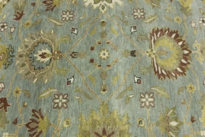 Blue-gray Floral Osh Chobi 8X8 Oriental Round Rug
