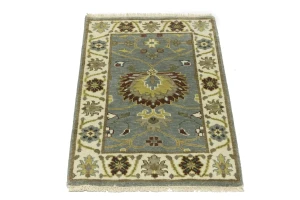 Blue-gray Floral Osh Chobi 2x3 Oriental Area Rug