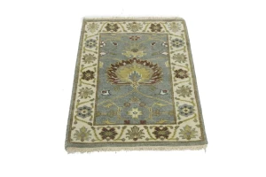 Blue-gray Floral Osh Chobi 2x3 Oriental Area Rug