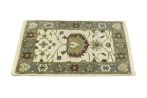 Cream Floral 2X3 Osh Chobi Oriental Rug