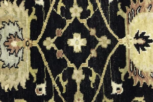 Black Floral Traditional 2'7X11'9 Osh Chobi Oriental Runner Rug
