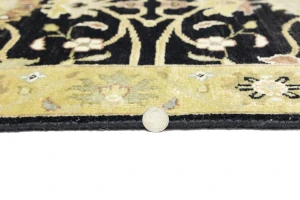 Black Floral Traditional 2'5x13'11 Osh Chobi Oriental Runner Rug