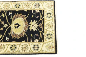 Black Traditional Floral 2X3 Oushak Chobi Oriental Rug