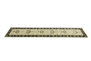Cream Floral Transitional 2'5X12 Oushak Chobi Oriental Runner Rug