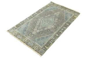 Muted Taupe Tribal 3X5 Indo-Joshaghan Oriental Rug