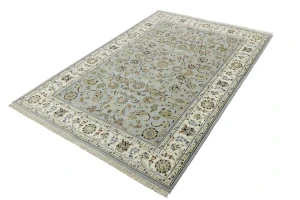 Light Blue Traditional 6X8 Indo-Nain Oriental Rug