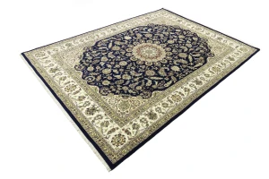 Blue Floral 9X12 Indo-Nain Oriental Rug