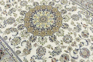 Cream Floral 6X9 Indo-Nain Oriental Rug