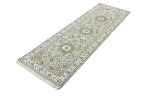 Light Blue Floral 3X8 Indo-Nain Oriental Runner Rug