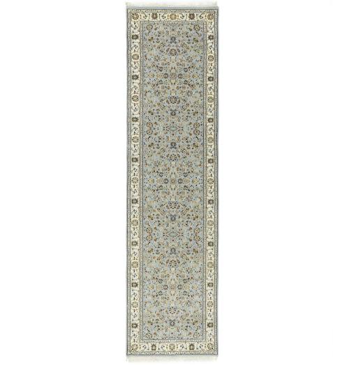 Light Blue Floral 3x10 Indo-Nain Oriental Runner Rug