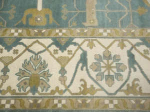 Greenish Gray Floral Traditional 10X14 Oushak Oriental Rug
