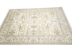Muted Cream Floral Transitional 9X12 Oushak Oriental Rug