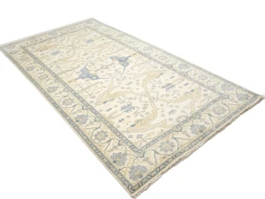 Muted Cream Floral Transitional 8X15 Oushak Oriental Rug